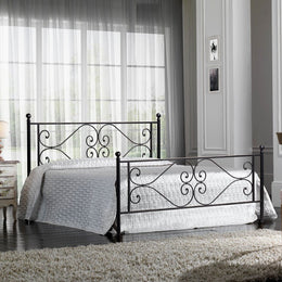 Iron double bed with black Florence footboard worked