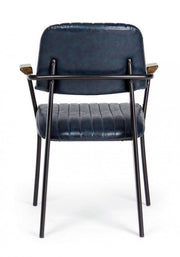 Nelly vintage style chair in eco-leather with blue armrests 84 h cm