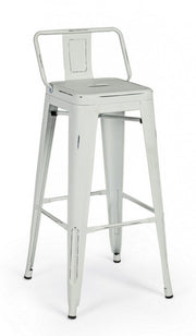 High bar stool in steel NEW JERSEY antique white 94h cm