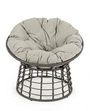 Outdoor armchair in gray natural fiber with MOLLY cushion diameter 69x92x h78 cm