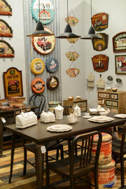 Modern table with brown iron top cm 80 x 160 x h 76