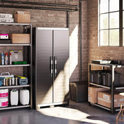 High plastic cabinet 4 reinforced shelves 88x45x181H cm. black Garage XL
