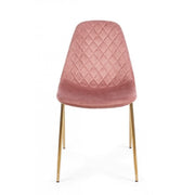Living room chair in pink velvet with gold legs