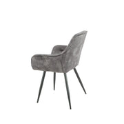 Modern Dark Grey Velvet Senna Chair with Black Metal Frame