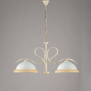 Iron Ivory Gold chandelier two lights White and Amber glasses 79x h43 cm