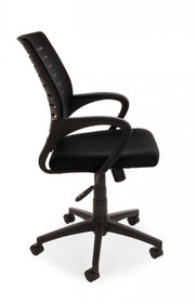 Black office chair with wheels and armrests