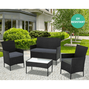 WRS008 garden lounge set in black rattan