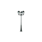 Lamp post 3 lights in black die-cast aluminum glass diffusers h. 264 cm