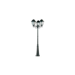 Lamp post 3 lights in black die-cast aluminum glass diffusers h. 264 cm