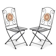 Folding iron chair for outdoor Black ZEUS 42x55x h95 cm Set 2 pieces