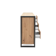 Modern oak sideboard with urban style drawers 160 x 40 x 88 h cm