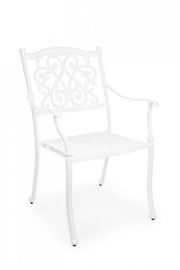 Ivrea white outdoor chair with armrest