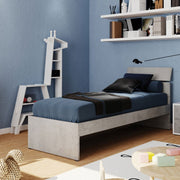 Single bed for bedroom, concrete gray, cm 200x85xH 98
