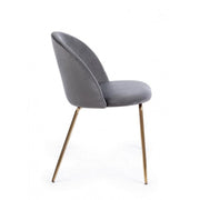 Gray velvet chair with gold legs