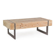 Garrett industrial coffee table with wooden top