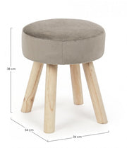 Adeline stool in dove gray velvet effect wood
