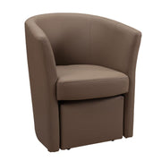 Upholstered armchair covered in dove gray eco-leather and removable pouf 64x63xh.76