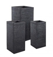Set of 3 Tall Black Graffiti Vases