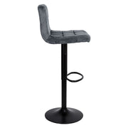 Adjustable Grey Mosva Stool with Matte Black Legs and Velvet Seat