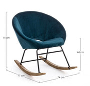 Annika rocking armchair with peacock blue velvet effect