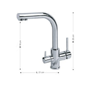 Chrome finish sink mixer tap h.25x21 cm