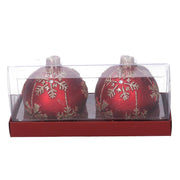 Pack of 2 red paraffin candles with snowflakes cm ø7,5h7,5