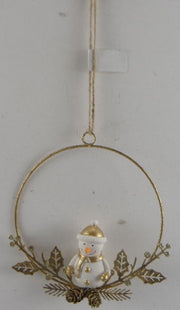 Snowman metal garland gold cm16x16x3