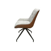 Light Grey Dining Chair with Lobster Faux Leather Backrest and Black Legs