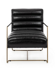 Armchair with painted steel structure and seat covered in black imitation leather 62.5x74x80-45-56h cm