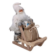 Fabric Santa Claus with gray sled cm33x12h30