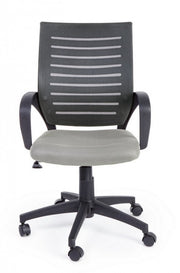 Gray office chair with wheels and armrests
