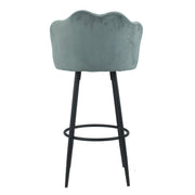 Gray Velvet Shell-Shaped Stool, 100 cm x 54 cm x 55 cm