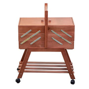 Wooden workbench n.40 with walnut wheels cm45x28h62