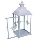 Metal lantern 1-2 matt white gold square cm22x22h51