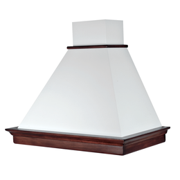 MARY extractor hood in white stainless steel and tobacco-coloured wooden frame 60 cm