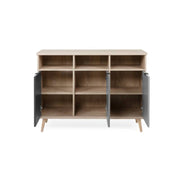 Sonoma gray three-compartment sideboard with raised feet 120 x 40 x 88 h cm