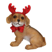 Resin dog with horns and bow 17x10h17 cm