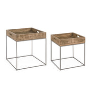 Set of 2 industrial style wooden coffee tables