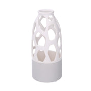 Openwork white ceramic vase cmø9h20