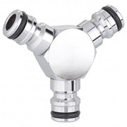 Pipe splitter with automatic fittings, in metal