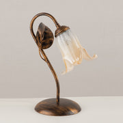 Table lamp in iron Brown Gold Glass White Amber one light 22x h30 cm