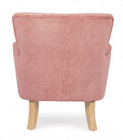 Chenille vintage armchair upholstered in pink velvet
