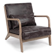 Faux leather armchair with vintage style cushion
