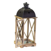 Squared anthracite rustic metal wood lantern 1-3 cm31,5x31,5h81