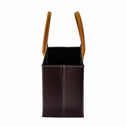 Rectangular brownish eco-leather magazine rack cm33,5x15,5h25,5