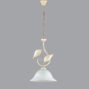 Hanging chandelier in iron Ivory Gold one light alabaster glass White 30x h34 cm