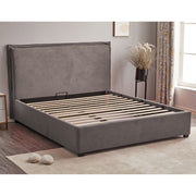 Gray Fabric Double Bed with Storage - 170cm x 206cm x 118cm