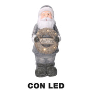 LED resin Santa Claus with gray garland 21,5x19,5h51 cm