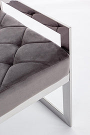 Sveva gray velvet bench 97 x 44 cm