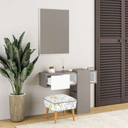 Efes Mocha White Entryway with Mirror - 100L x 30W x 72.5H cm